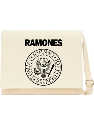 Zepplin Giyim Ramones Look Out Below Krem Kanvas Postacı Çantası