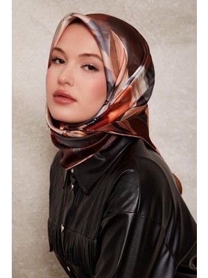 Kızıl Kahve Levidor Twill Ipek Eşarp 44