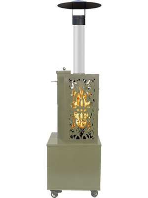 Yaşam Garden Dizayn Retro Yeşil Kutulu Lazer Kesimli Pelet Soba