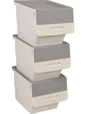 altabi Freebox 33 Litre Beyaz Organizer – Gri Tekerlekli 3’lü Set Organizer