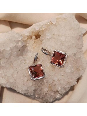 Küpe Zultanit Kare 925 Ayar Gümüş Renk Değiştiren Sultanit Sallanır Küpe