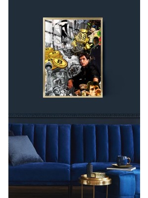 Hediye Metal Baskı Tony Montana Rich Tasarım Çerçeveli Metal Poster Tablo