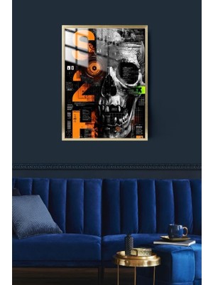 Hediye Metal Baskı Ghost In The Code Orange Kafatası Tasarım Çerçeveli Metal Poster Tablo