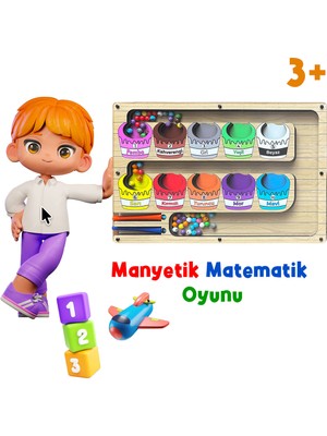 Tineke Manyetik Eğitici Renkli Sayma ve Eşleştirme Labirenti Eğitim Oyuncağı - Ahşap Montessori Oyunu Kova