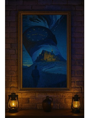 Interstellar – Sürreal Uzay ve Zaman Temalı Dekoratif Duvar Tablosu (Çerçeveli)