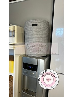 Double Knot Design Sebil Kılıfı Dekoratif Sepet - Organizer Hasır Jüt Tress  Sebil Kılıfı