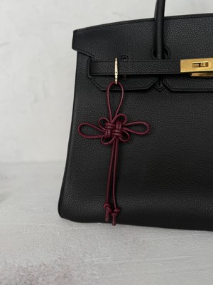 Reg Design Hakiki Deri Handmade Bordo Şans Düğümü Çanta Charmı/anahtarlık