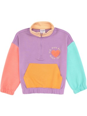 U.S. Polo Assn. Kız Çocuk Lila Yarım Fermuarlı Sweatshirt 50314258-VR034