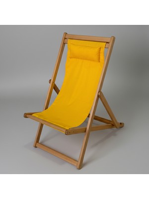 Marangozgiller Ahşap Dinlenme Koltuğu, Katlanır Şezlong Sarı Minderli Tv Koltuğu ve Sandalyesi