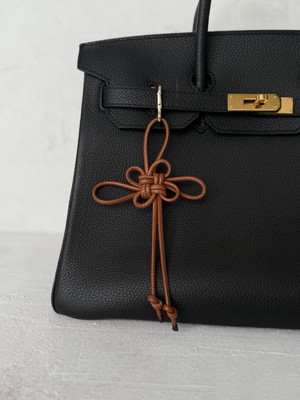 Reg Design Hakiki Deri Handmade Taba Şans Düğümü Çanta Charmı/anahtarlık