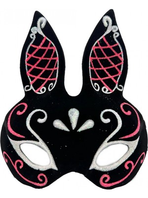 Marsilyan- Siyah Süet Tavşan Maskesi Simli