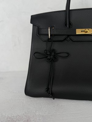 Reg Design Hakiki Deri Handmade Siyah Şans Düğümü Çanta Charmı/anahtarlık