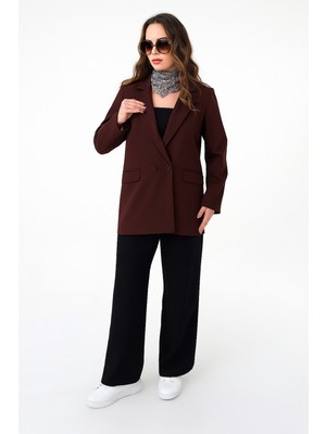 Hazel Vişne Çift Düğmeli Blazer Ceket