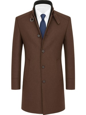 Plus Scorpion Erkek Slim Fit Kaşe Kaban – Çıkarılabilir Ribanalı Fermuarlı Yaka, S–xxl