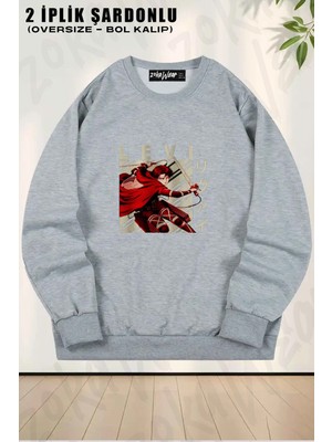 Unisex Attack On Titan Levi Ackerman Anime 6 Baskılı Oversize Bisiklet Yaka Sweatshirt