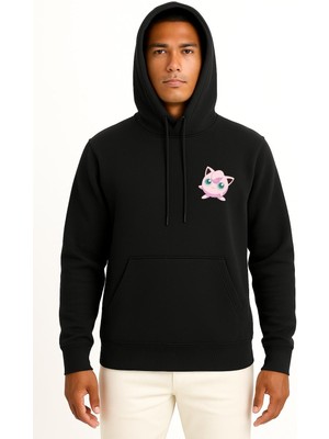 Bahriyeli Collection Kapüşonlu Jigglypuff Cep Baskılı Unisex Sweatshirt