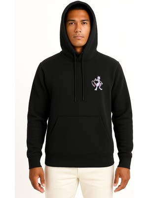 Bahriyeli Collection Kapüşonlu Mewtwo Cep Baskılı Unisex Sweatshirt