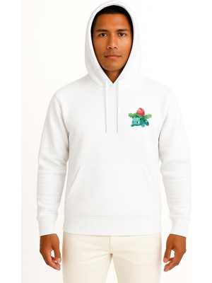 Bahriyeli Collection Kapüşonlu Bulbasaur Cep Baskılı Unisex Sweatshirt