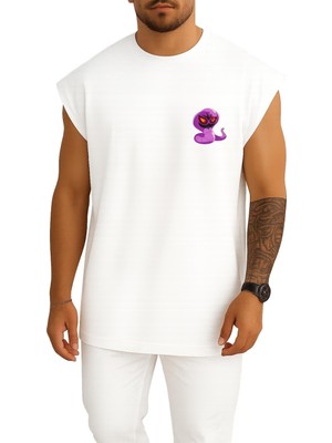 Bahriyeli Collection Oversize Ekans Cep Baskılı Atlet