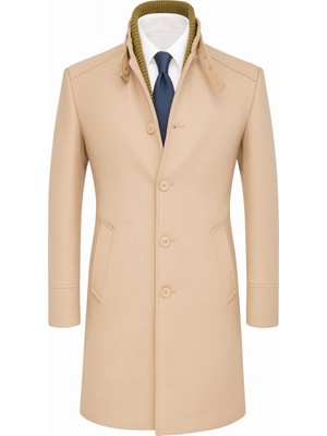 Plus Scorpion Erkek Slim Fit Kaşe Kaban – Çıkarılabilir Ribanalı Fermuarlı Yaka, S–xxl