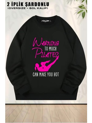 Unisex Pilates Özel V2 Baskılı Oversize Bisiklet Yaka Sweatshirt