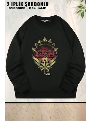 Unisex Pilot Danvers Baskılı Oversize Bisiklet Yaka Sweatshirt