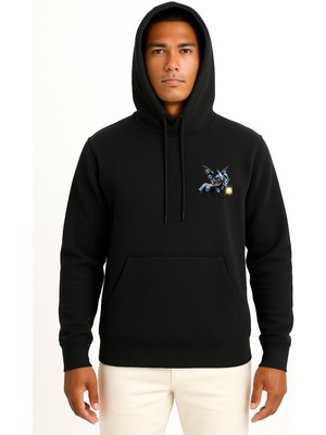 Bahriyeli Collection Kapüşonlu Umbreon Cep Baskılı Unisex Sweatshirt