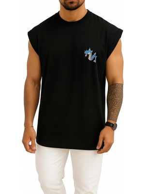 Bahriyeli Collection Oversize Gyarados Cep Baskılı Atlet