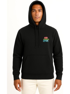 Bahriyeli Collection Kapüşonlu Venusaur Cep Baskılı Unisex Sweatshirt