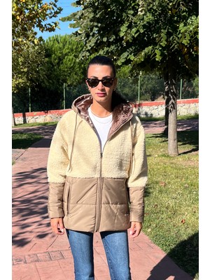 Love The Wind Kapüşonlu Kapitone Garnili Uzun Peluşlu Mont