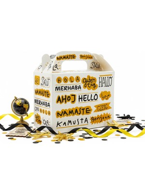 10 x 14 Merhaba Temalı El Geçme Hediye Kutusu (3'lü Set)