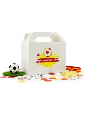 ⚽ Sarı Kırmızı Champion Temalı Hediye Kutusu 3'lü Set – 10 x 14  cm  El Geçme Kutu