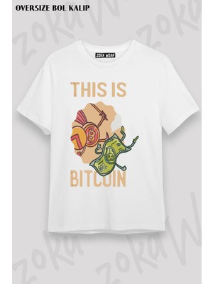 Unisex Oversize Kalıp Bitcoin Sparta Komik Tasarım Baskılı Tshirt