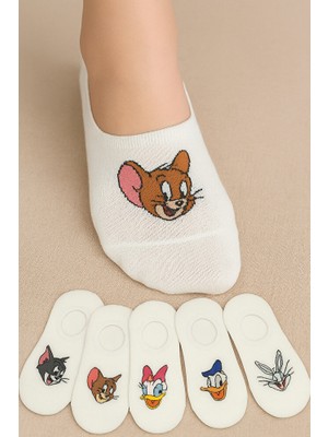 Worthy Socks 5'li Kadın Desenli Pamuklu Görünmez Spor Ayakkabı Çorabı