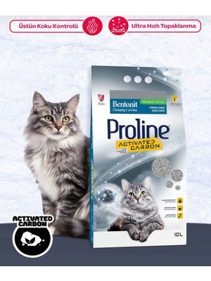 Proline Proline Aktif Karbonlu Topaklanan Doğal Kedi Kumu 10 Lt