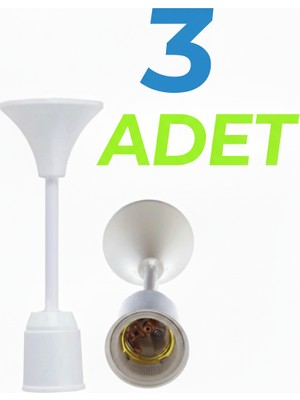 Altaş Muhafazalı Porselen Asma Duy Tij Takımı E27  - 3 adet -