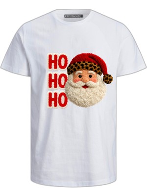 Efendioğlu Design Noel Baba Hohoho Baskılı Nakış Görseli Pamuklu Çocuk T-Shirt