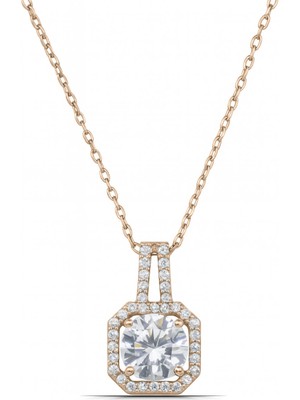 Parmas Design Kare Tasarımlı Pırlanta Kesim 925 Ayar Gümüş Kadın Kolye