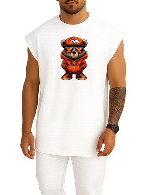 Bahriyeli Collection Oversize Bitcoin Kolyeli Teddy Bear Göğüs Baskılı Atlet