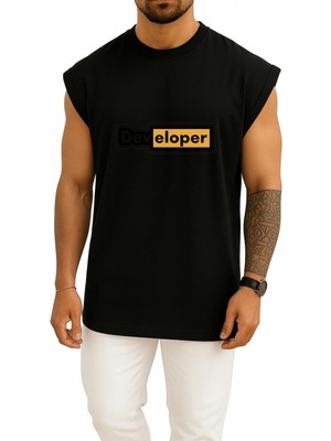 Bahriyeli Collection Oversize Developer Yazılımcı Göğüs Baskılı Atlet