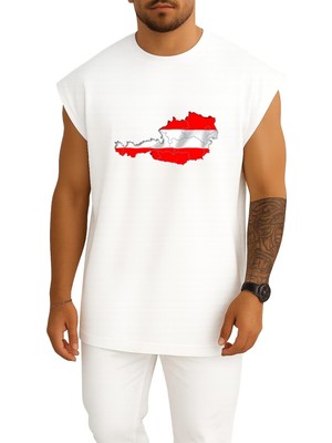 Bahriyeli Collection Oversize Avusturya Haritası Göğüs Baskılı Atlet