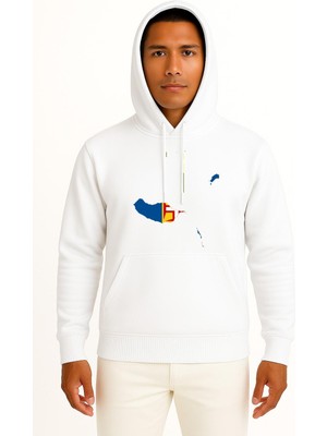 Bahriyeli Collection Kapüşonlu Madeira Adası Madeira Bayrağı Portekiz Göğüs Baskılı Unisex Sweatshirt