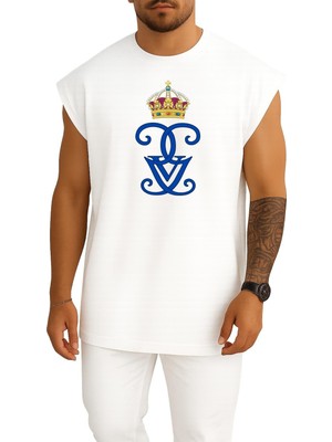 Bahriyeli Collection Oversize Isveçli Gustaf V Royal Cypher Monogram Monarch Göğüs Baskılı Atlet