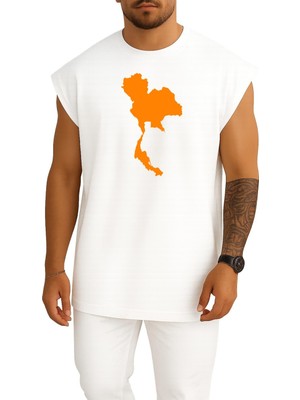 Bahriyeli Collection Oversize Tayland Haritası Göğüs Baskılı Atlet