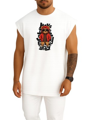 Bahriyeli Collection Oversize Şapkalı Graffiti Teddy Bear Göğüs Baskılı Atlet