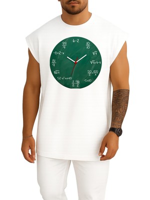 Bahriyeli Collection Oversize Matematik Çarpma Bölme Toplama Saati Göğüs Baskılı Atlet