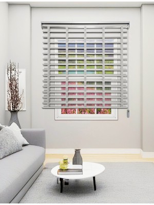 YS Perde Tasarım Picasso Shadow Silüet Kumaş Jaluzi Store Perde, Alüminyum Kasalı Yüksek Kaliteli - Gri 97686SHADOW