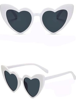 Marsilyan- Beyaz Renk Kalp Şekilli Parti Gözlüğü