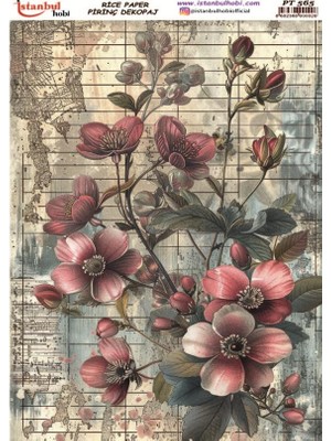 E Hobici Pirinç Dekopaj Kağıdı 30X42CM PT-565 Çiçekler