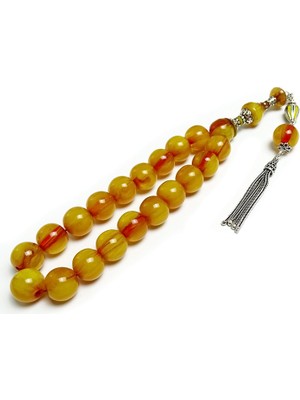 Tesbih Rüyası Hareli Sarı Renk Gümüş Nakkaş Imameli Maskot Tesbih